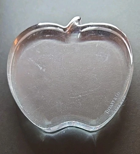 Vintage 1990s Tiffany & Co. Flat Apple Paperweight Cool Shape!