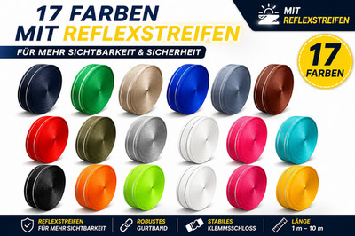 Gurtband reflektierend 25 mm 17 Farben mit Reflexstreifen 1 10 m & 46 m (50 yd)