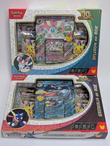 x2 Pokemon TCG 30th Celebration Greninja ex & Sylveon ex Box Lot Sealed New