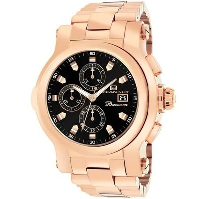 Oceanaut Men's Watch Baccara XL Black Dial Rose Gold Case Steel Bracelet OC0827