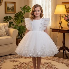 Flower Girls Princess Tutu Dress Kids Pageant Performance Birthday Party Gown