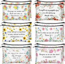 12 Pcs Valentine'S Day Christian Makeup Bags Gifts for Women Bulk Bible Verse Pe