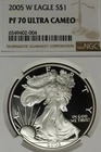 2005 W NGC PF70 ULTRA CAMEO AMERICAN SILVER EAGLE #B52872
