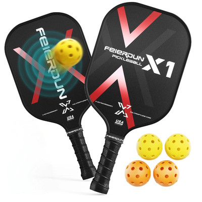 Upgo Pickleball Paddles Set Of 2 - Lightweight Paddles, 4 Balls And Bag Included