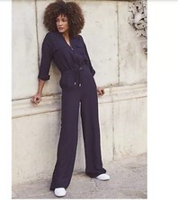 Sosandar Navy Blue Drawstring Waist Jumpsuit Short Leg Size UK18 BNWT QVC