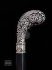 Antique Stylish Silver Brass Head Handle Victorian Wooden Walking Stick Cane
