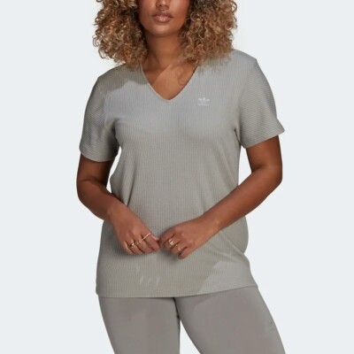 adidas Originals Womens Ribbed Loose T-Shirt Grey UK