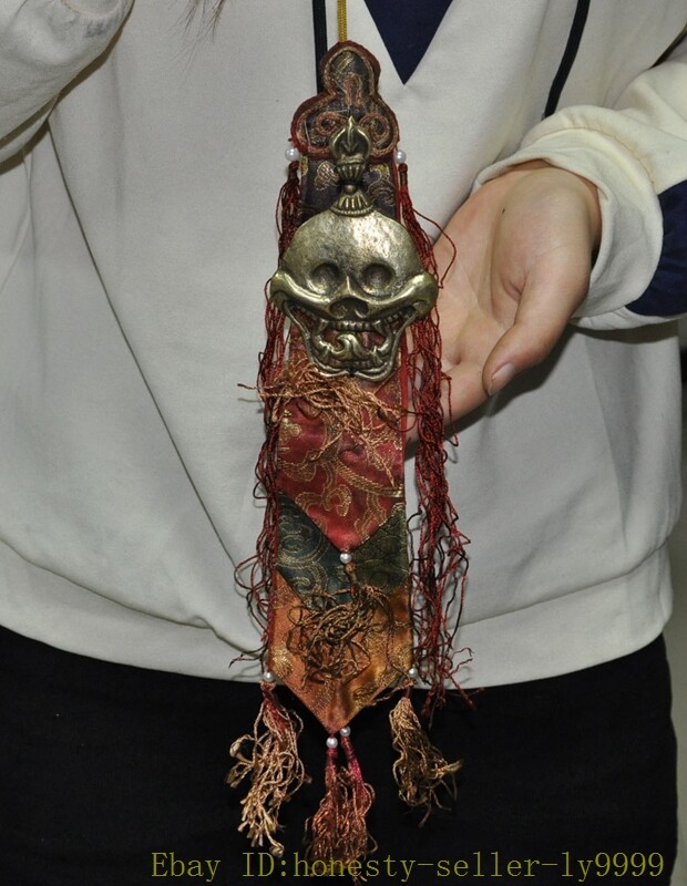 14'' Old Tibet Tibetan bronze Exorcism Skull Ghost head Statue | eBay