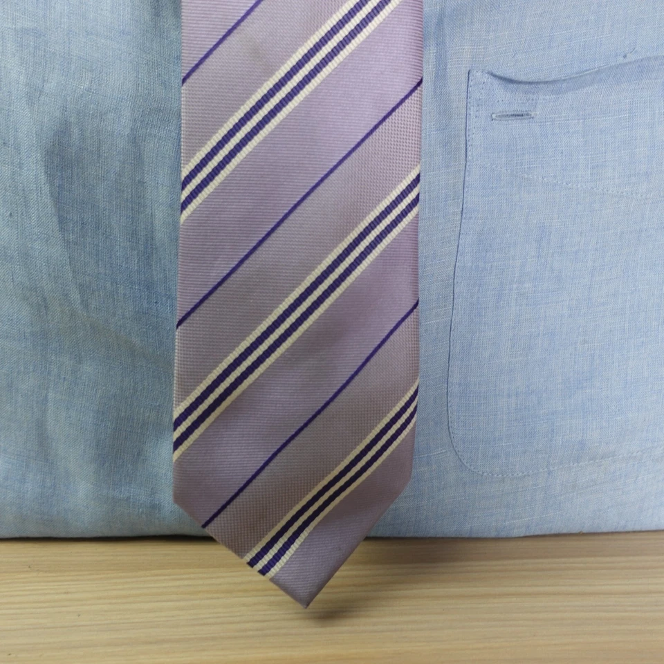 Corbata de cuello a rayas Repp para hombre púrpura regimiento Oxford orquídea SMITH SCOTT LONDRES Foto 2 de 4