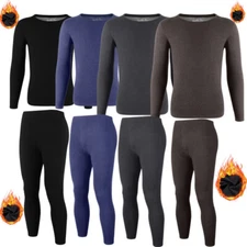 Men Long Johns Thermal Underwear Fleece Lined Base Layer Soft Tops&Panties Set 
