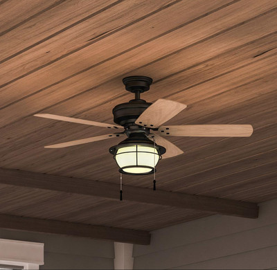 Outdoor Indoor 46 Small Patio Ceiling Fan Coastal Cage Led Light