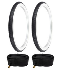 PRO BICYCLE TIRES 26 x 2 x 1-3/4 S7 RIM WHITEWALL W-012 BRICK TREAD W/TUBES