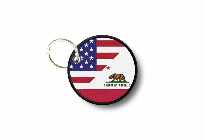 Porte-clés Brodé Patch Drapeau Floride USA - Tissu Multicouleur - Fabrication Française