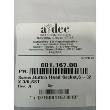 ADEC 001.167.00 Schraube, Senkkopf, 6-32 X 3/8, SST