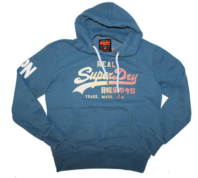 Superdry Herren Hoodie Kapuzensweatshirt Gr. L blau Sweatshirt Pullover