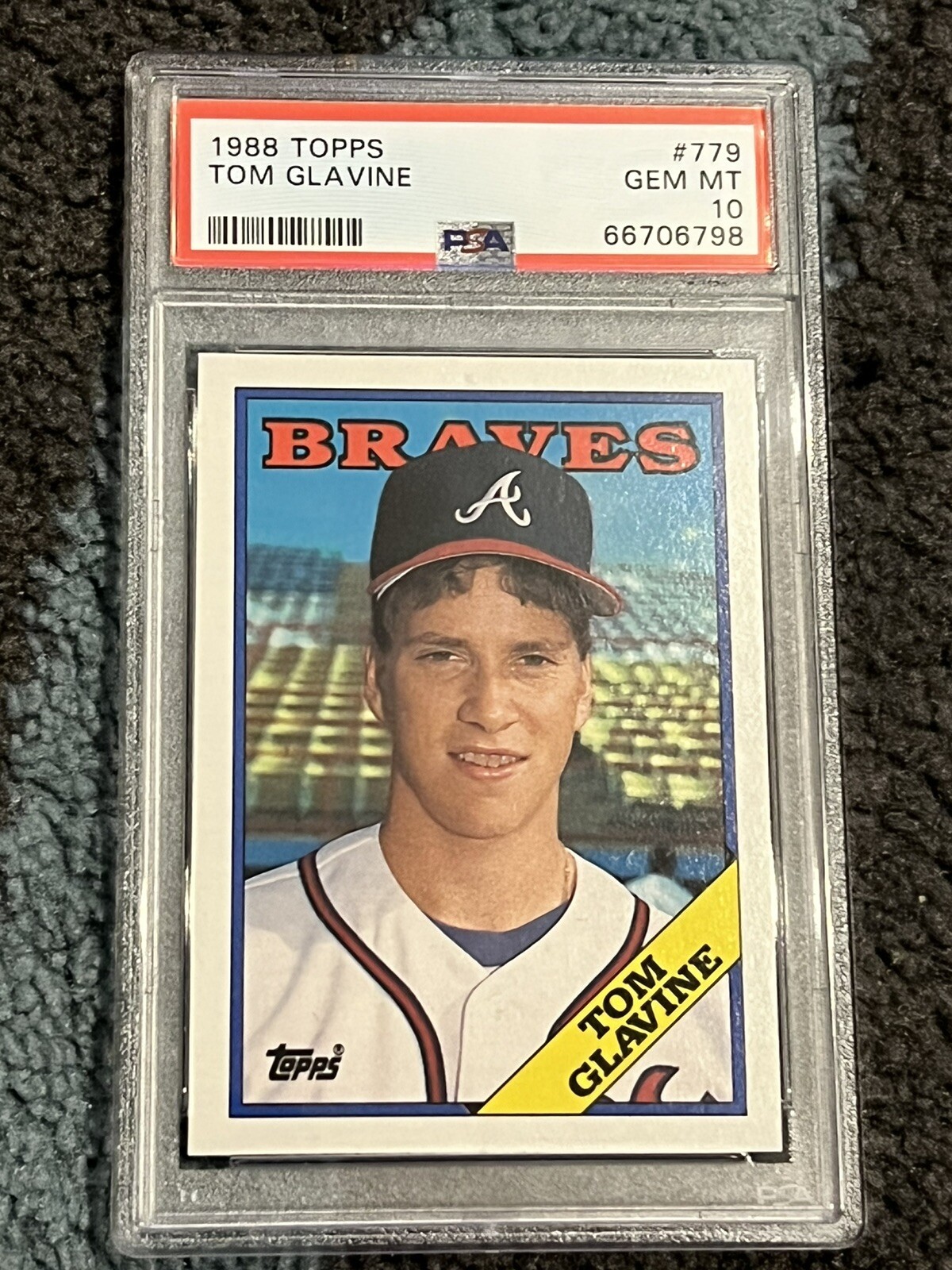 PSA 10 GEM MINT BASEBALL CARD 1988 TOPPS TOM GLAVINE HOF ROOKIE ATLANTA BRAVES