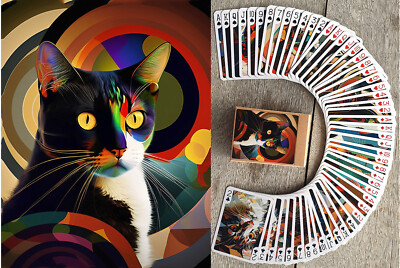 Playing Cards (Poker Deck 54 Cards) ARTISTIC CATS Vintage Illustrations 145