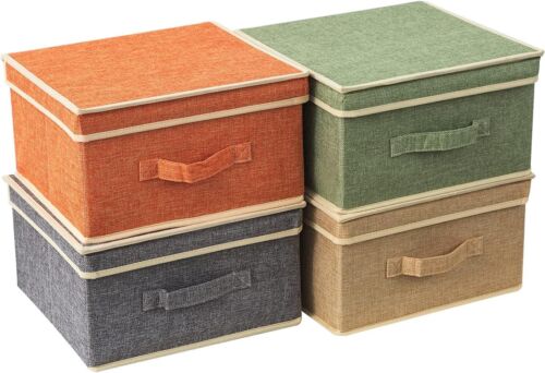 Storage Bins with Lid Foldable Clothing Box case Handle for Toy Books Closet