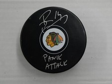 RICHARD PANIK SIGNED CHICAGO BLACKHAWKS TEAM PUCK INSCRIBED PANIK ATTACK BAS COA