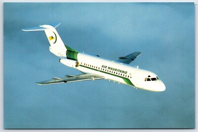 Airplane Postcard Air Mauritanie Fokker F-28 MK-4000 Airlines In Flight FH4