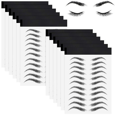 12 Sheets 108 Pairs 4D Waterproof Temporary Eyebrow Tattoo Stickers for Women