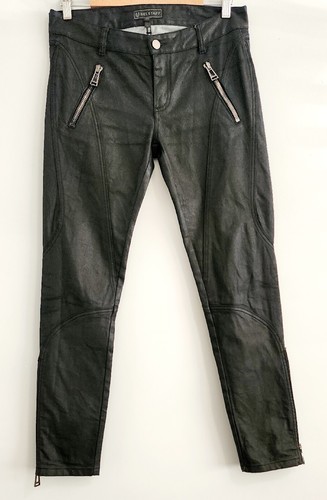 Belstaff, Belstaff Vintage Motorbike Pants Women 28 Black Skinny Button Zip Pocket Cotton