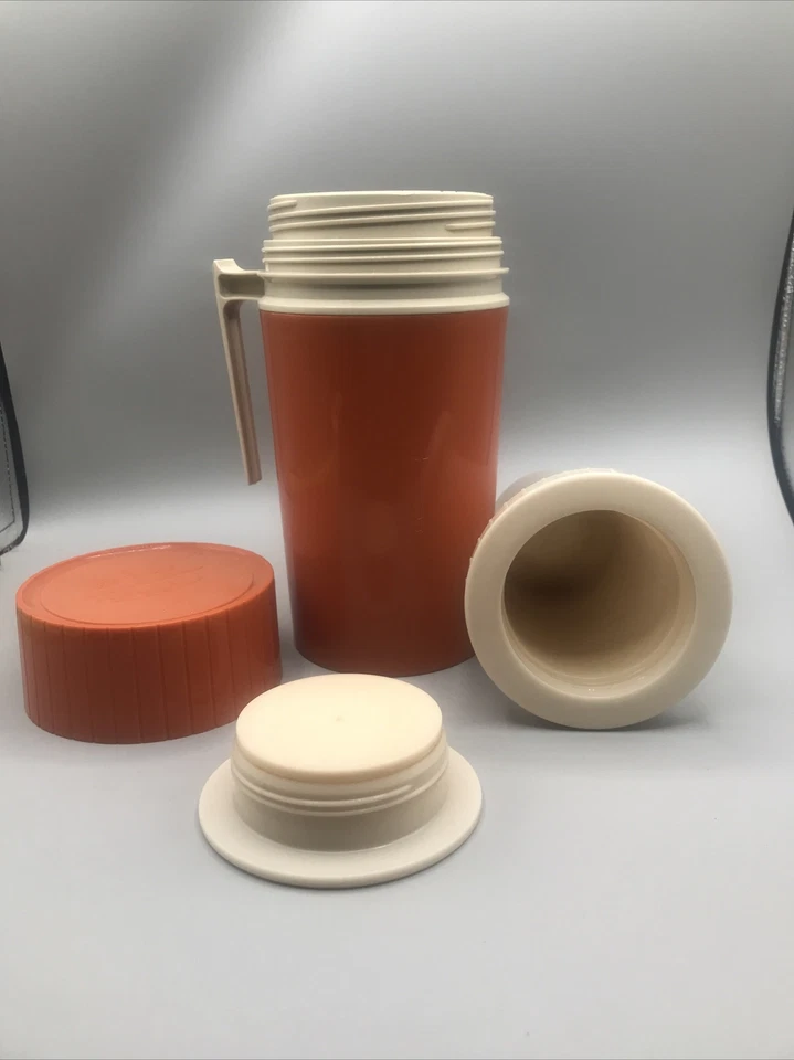 Vintage Retro 1 Pint Thermos Orange HOT/COLD Drink Soup With Cup Model 7202 - Image 2 of 3