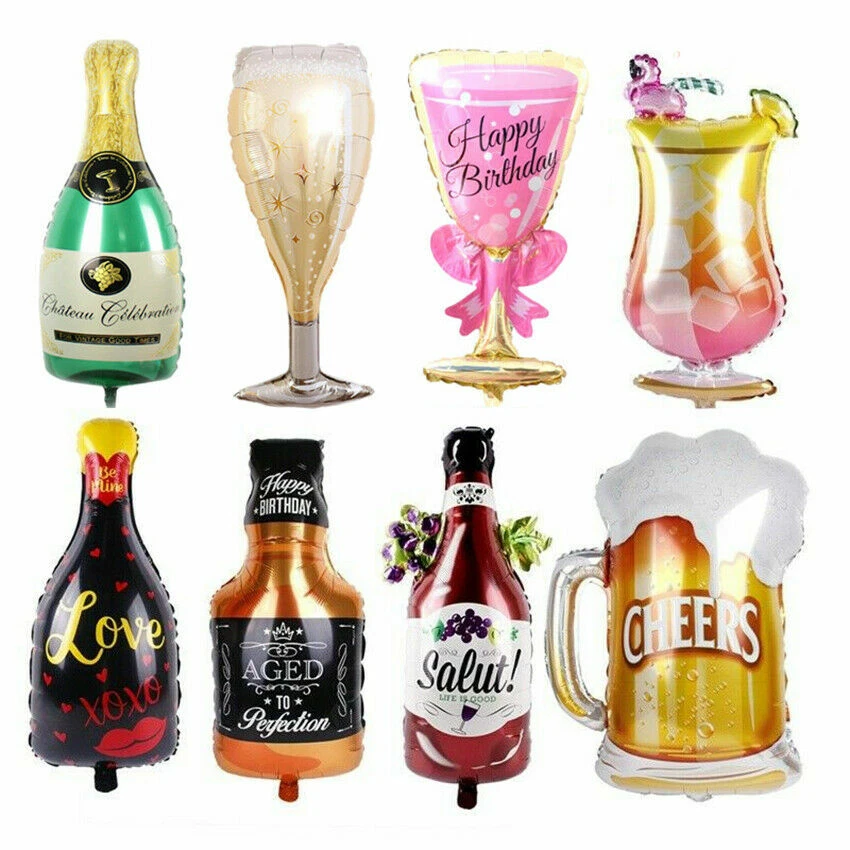 Whiskey Champagne Crown Beer Prosecco Coctail Balloons party birthday decoration