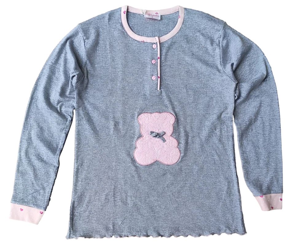 Pigiama donna invernale caldo cotone serafino sportivo moda ragazza Maristella - Immagine 4 di 4