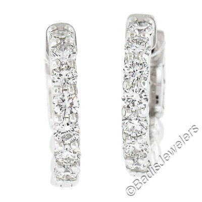 NEU Klassische 14k Weißgold 0,91ctw Diamant 15,4mm Snap Huggie Creolen