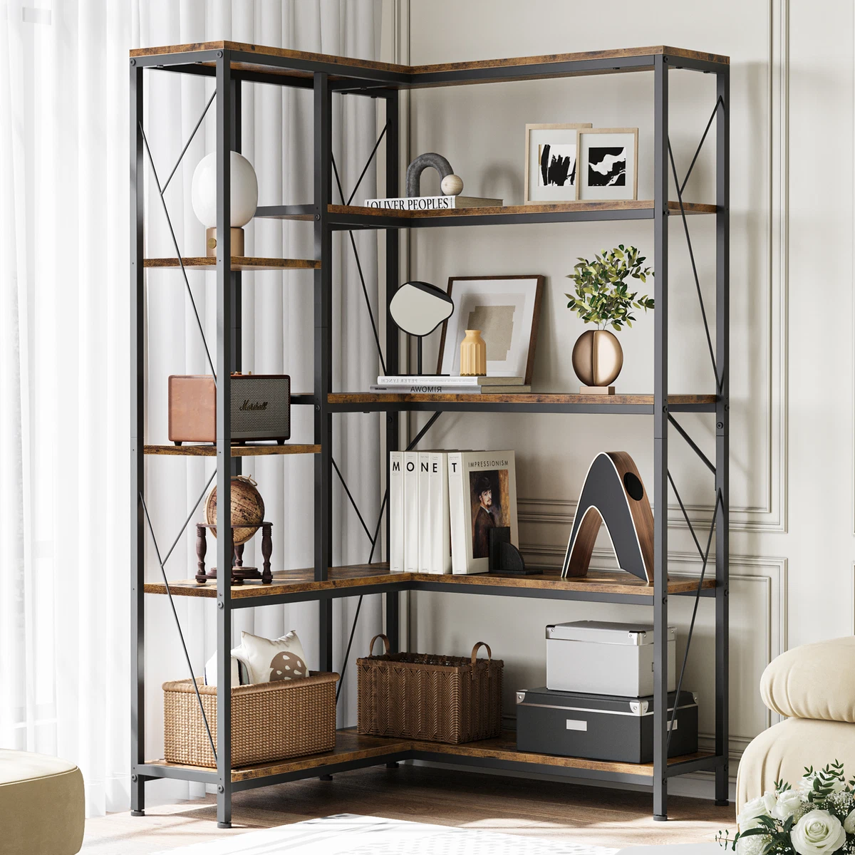 Corner 2024 industrial bookshelf