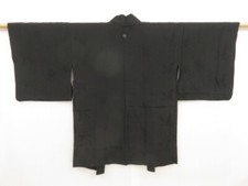 5224T04z270 Vintage Japanese Kimono Silk See through HAORI Flowers Black