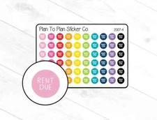 2007-4~~Rent Due Dots Planner Stickers.