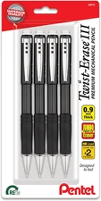 Pentel Twist-Erase III Mechanical Pencil, (0.9Mm), Bold Line, Black Barrel, Pack