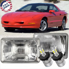 Pair 4x6 Glass Led Headlights Beam For Pontiac Firebird 1991-1997 Trans Sport