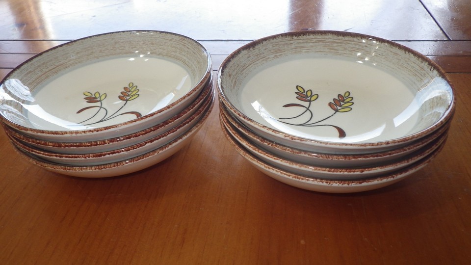 Vintage Harvest Oats Blue Ridge Southern Pottery dessert fruit bowls 8