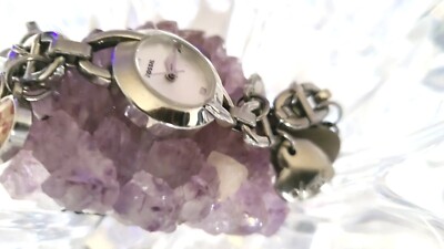 Fossil Ladies Silver Toned Heart Charm Bracelet Band Watch  display picture 1