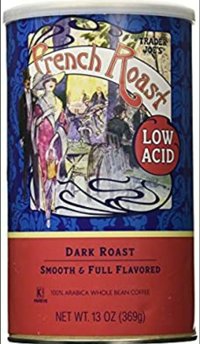 2 Pack Trader Joe's Low Acid French Roast Whole Bean Coffee 13 oz Each