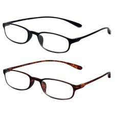 Calabria 718 Flexie Oval Reading Glasses 0.50 Ebony/Tortoise 2 Pack Men/Women