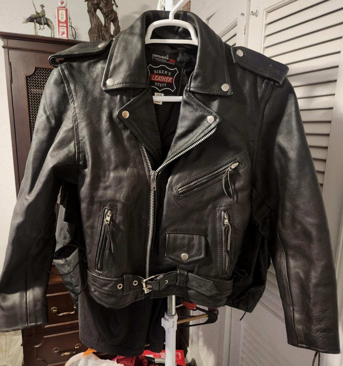 Rare Design Vintage Bikers Leather Stuff Jacket 1990s | eBay
