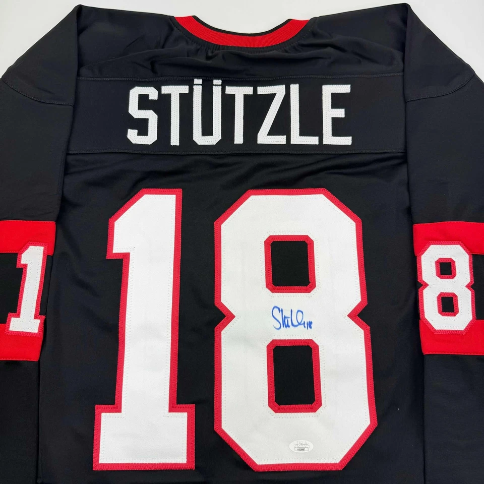 Autographed/Signed Tim Stutzle Ottawa Black Hockey Jersey JSA COA - Image 2 of 4