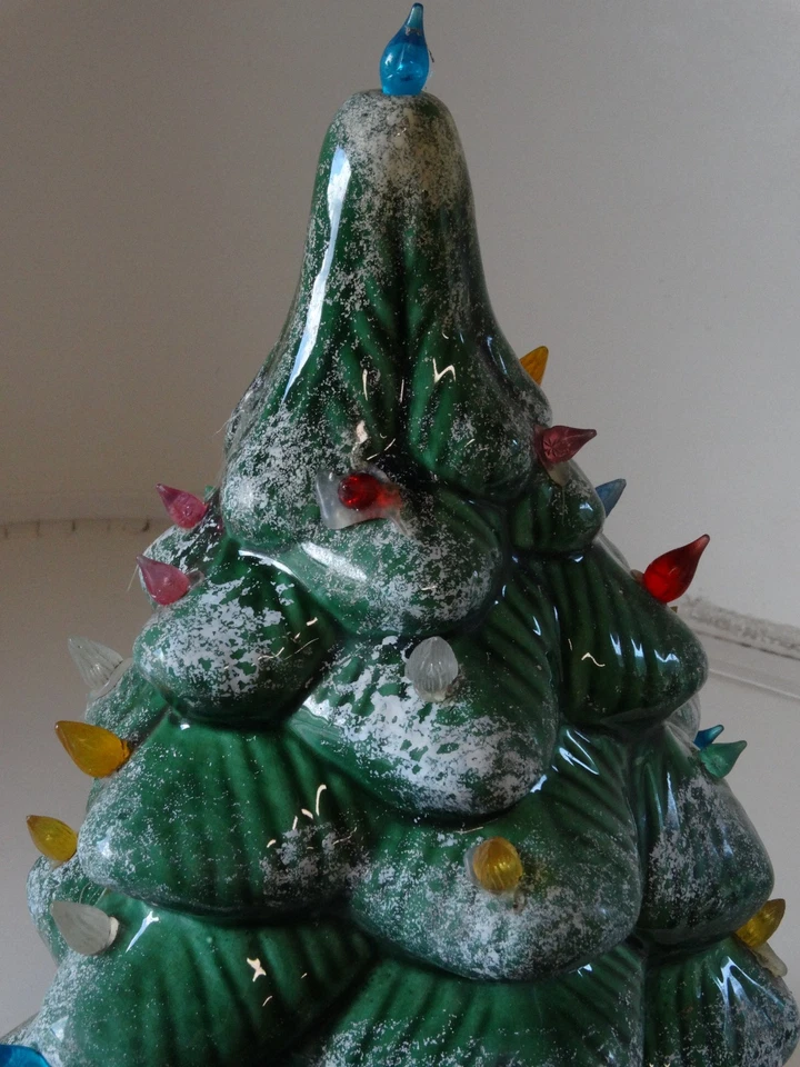 15"  Green Ceramic Christmas Tree Tabletop Decor - Image 3 of 4