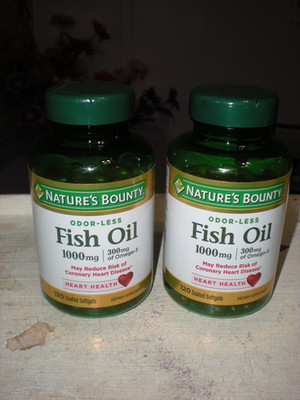 2-Nature's Bounty 300 mg Omega-3 Fish Oil 1000 mg Softgels 120 lot of 2 11/26