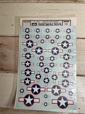 Microscale Decals #72-2 USINSG. - STANGEN MIT ROTER GRENZE. Maßstab 1:72.