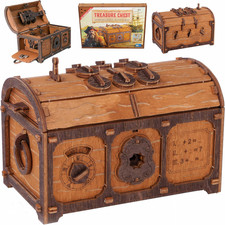 Treasure Chest Puzzle Box for Adults 3D Wooden Puzzles Mystery Box Brain Tease