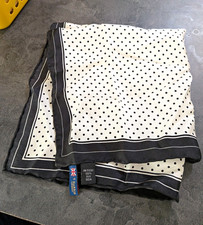Thomas London Men's 100 Silk Satin Pocket Square Polka Dot White/Black