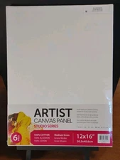 Artist Canvas Panels 12 X 16 Studio Series  Cotton Med Grain Trpl Gesso 6 Pack
