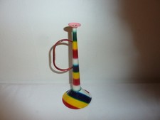 Vintage Multicolor Striped Tin Toy Bugle Trumpet Litho Works 6.5" Noisemaker
