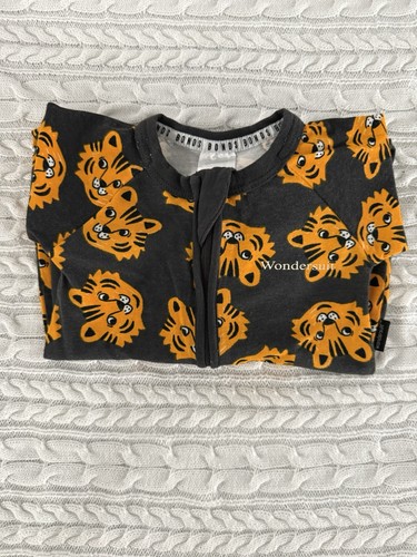 EUC Bonds Baby Tiger Head Charcoal Grey Zip Wondersuit - Size 0000/Newborn
