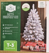 4' Pre-Lit Greenfield Pine Green Flocked Artificial Christmas Tree Warm White